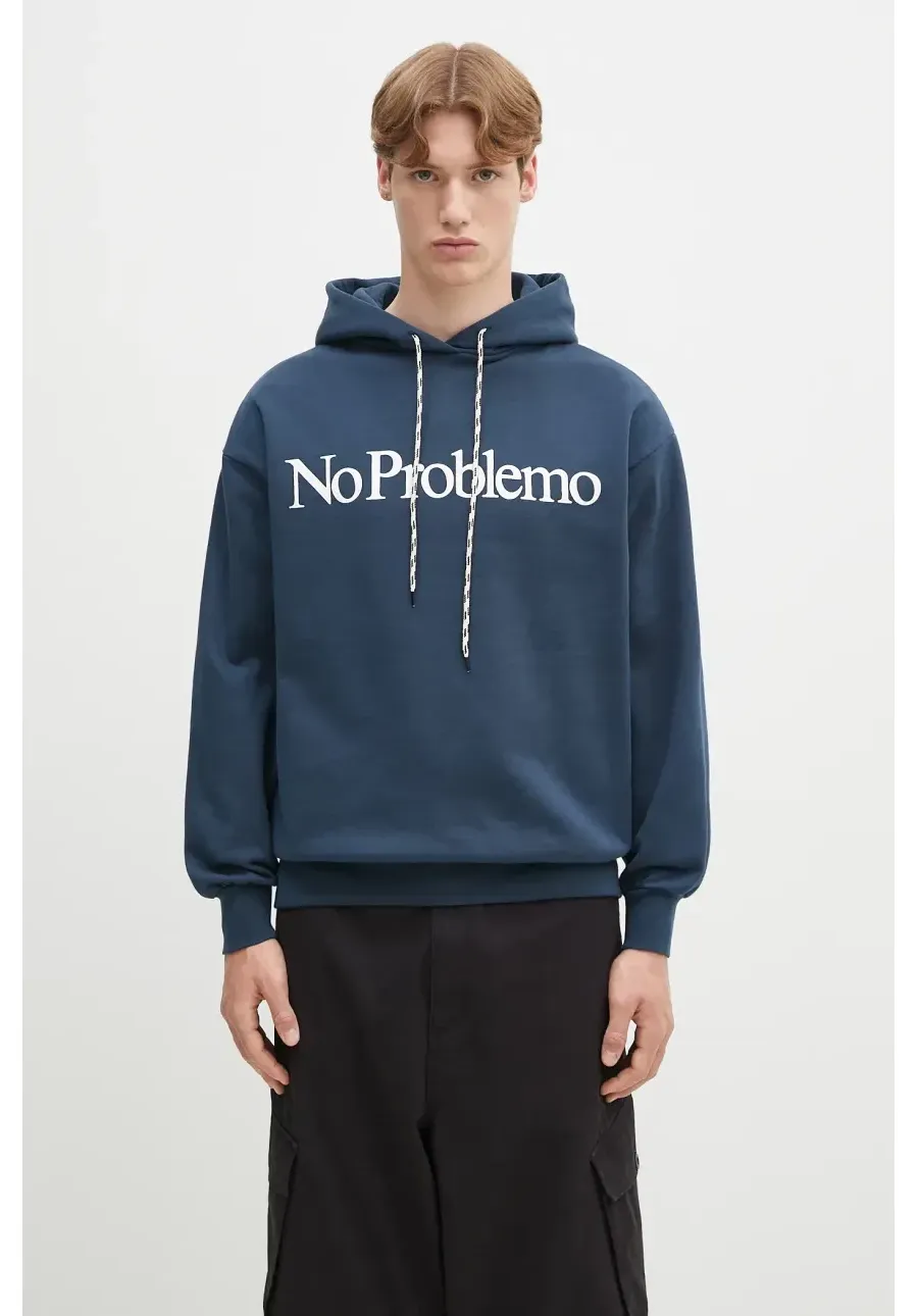 obrazek 1 No Problemo bluza bawełniana No Problemo Hoodie kolor granatowy z kapturem z nadrukiem NP2001203