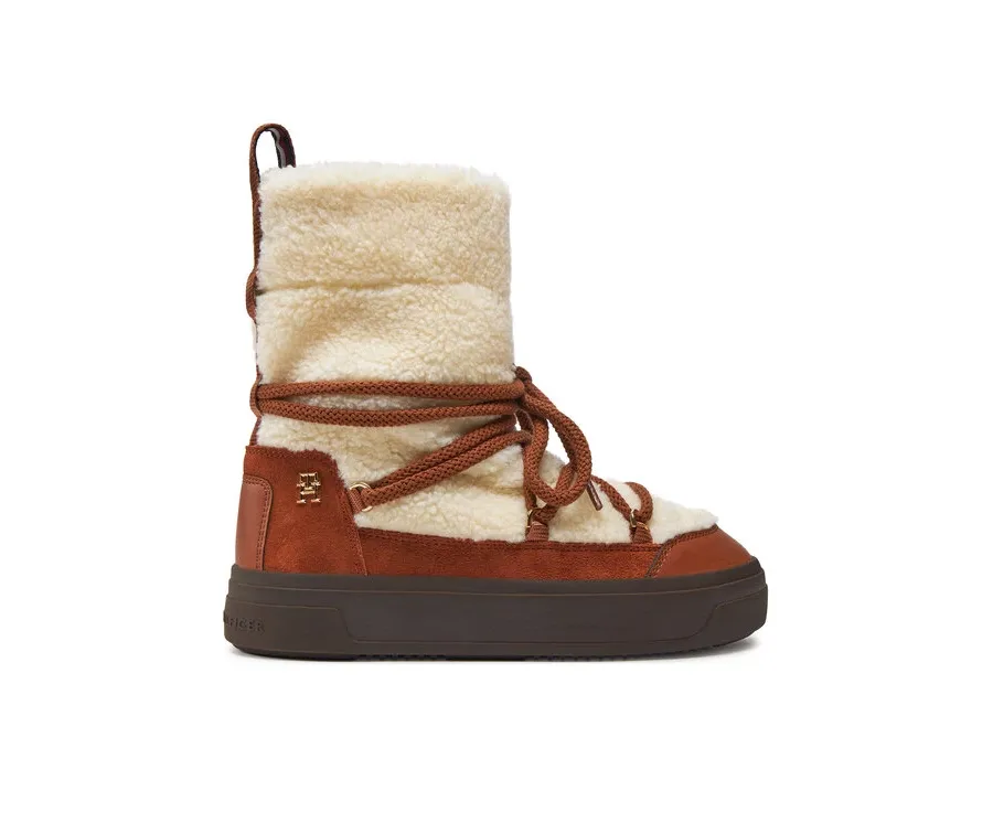 obrazek 1 Tommy Hilfiger Śniegowce Lace-Up Faux Shearling Snowboot FW0FW08252 Beżowy