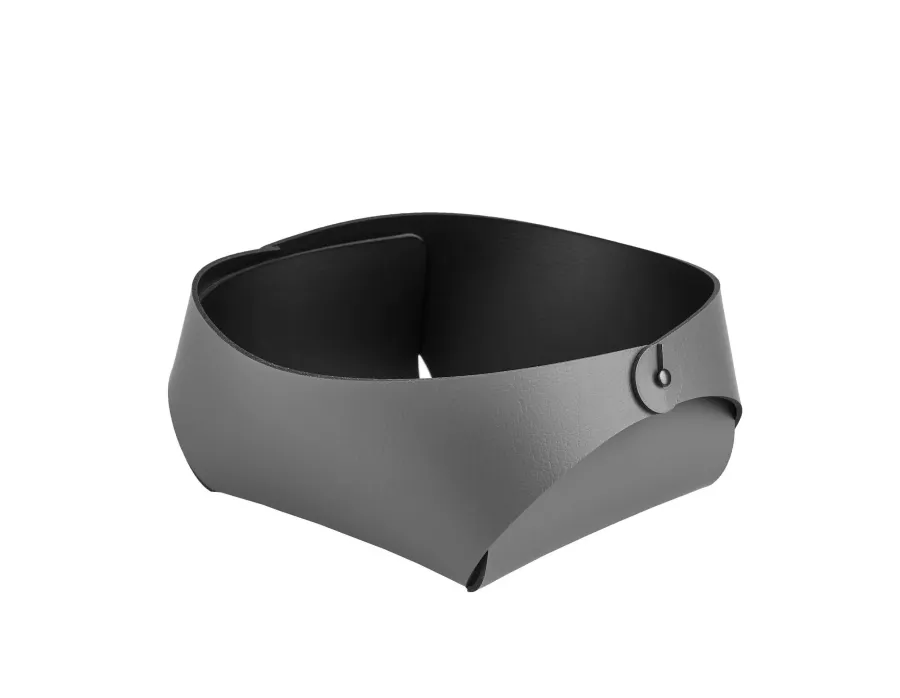 obrazek 1 Skórzany szary koszyk Flora w rozmiarze 15x15xH7 cm