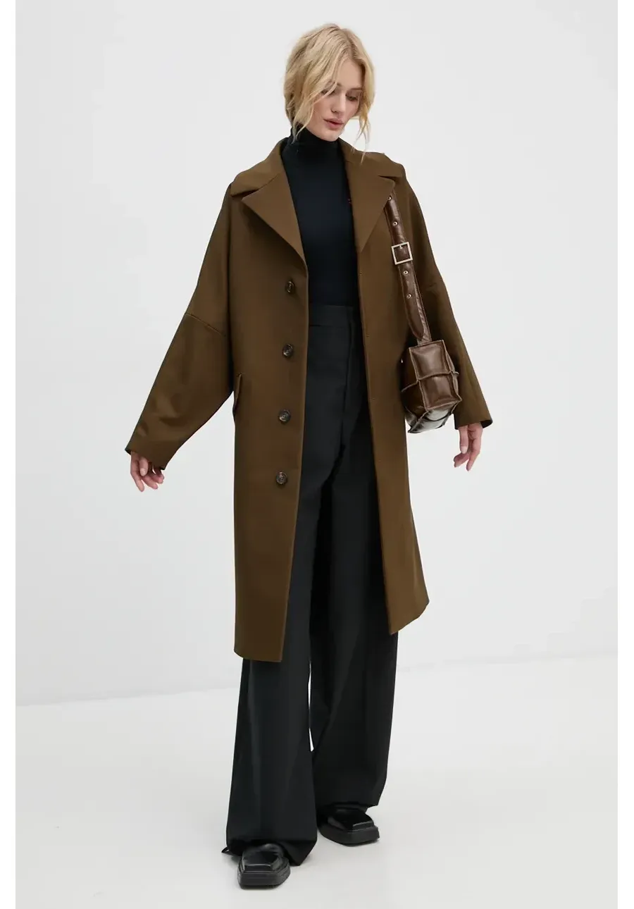 obrazek 1 MM6 Maison Margiela płaszcz damski kolor zielony przejściowy oversize S62AA0087.M35222