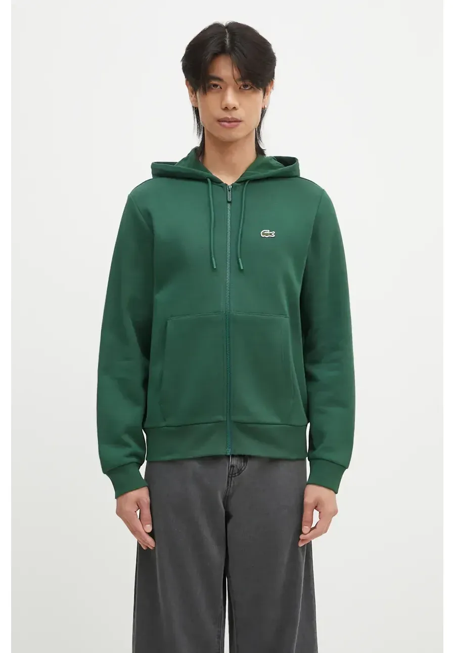 obrazek 1 Lacoste bluza męska kolor zielony z kapturem gładka
