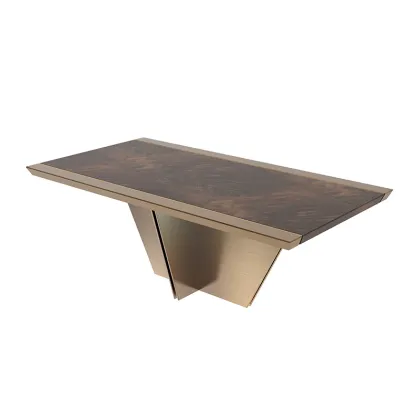 Picture Rectangular living room table - Venetian root, aged brass - Gold Castle