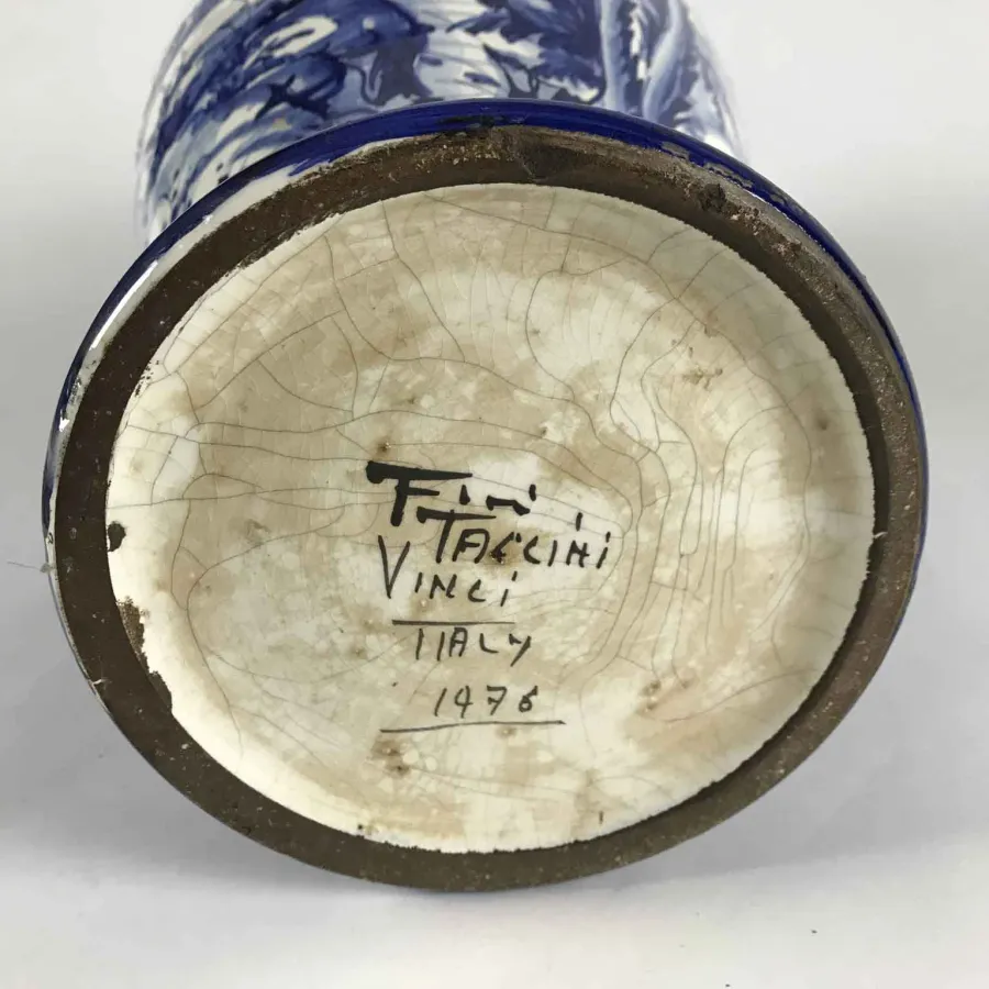 obrazek 5 Ceramiczny wazon 1976 z bogatą dekoracją krajobrazu jeziora z łodziami