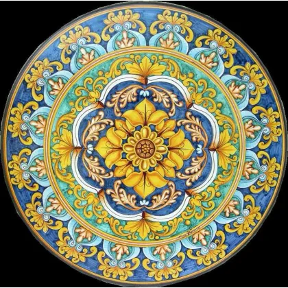 Zdjęcie Prestiżowy blat stołu ogrodowego z lawy wulkanicznej z bogatym ozdobnym zdobieniem - Ceramiche Valchida