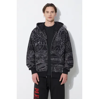 Zdjęcie PLEASURES bluza Signal Zip Up Hoodie męska kolor czarny z kapturem z aplikacją P24SP015.BLACK