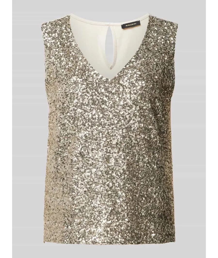 obrazek 1 Top bluzkowy o kroju regular fit z cekinowym obszyciem