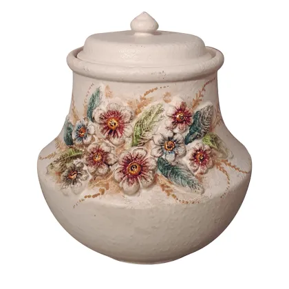 Picture A unique Italian ceramic vase decorated with a flower motif