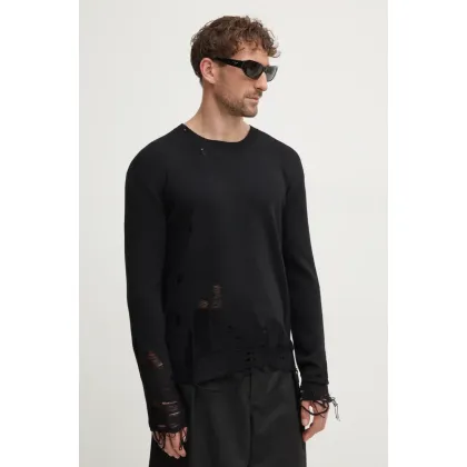 Zdjęcie MM6 Maison Margiela sweter wełniany męski kolor czarny lekki SH2HL0016.M13070