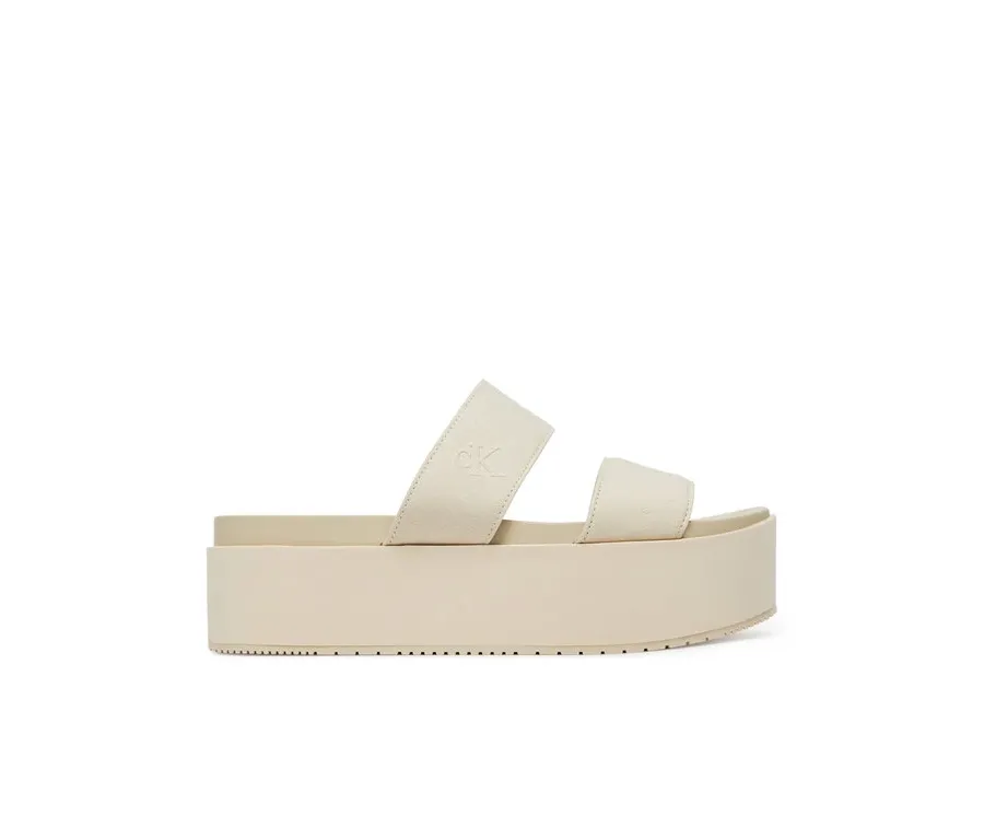 obrazek 1 Calvin Klein Jeans Klapki Flatform Sandal Webbing In YW0YW01789 Écru