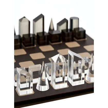 Zdjęcie Stylowa szachownica 30x30xH1,5 cm z figurami ze szkła akrylowego