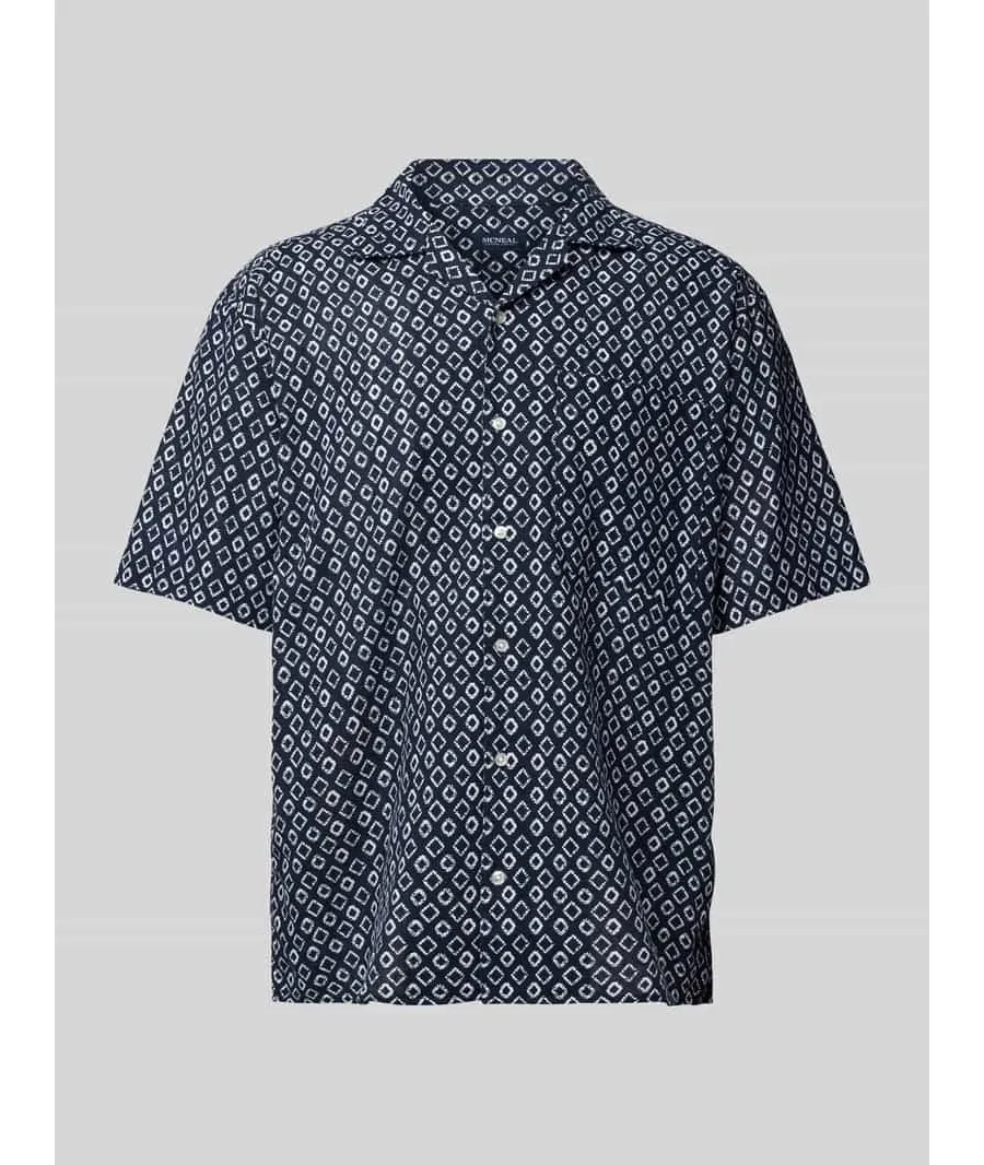 obrazek 1 Koszula lniana o kroju tailored fit ze wzorem na całej powierzchni
