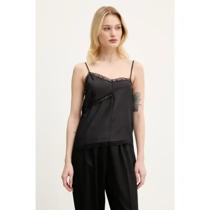 Zdjęcie MM6 Maison Margiela bluzka jedwabna damska kolor czarny gładka S52NC0344.M35244