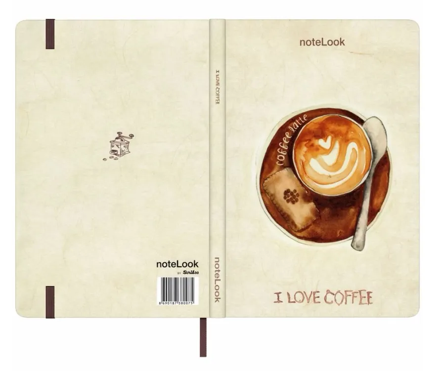 obrazek 5 Prezentowy notatnik z krajobrazem filiżanki kawy latte - formaty A5, A6, A7