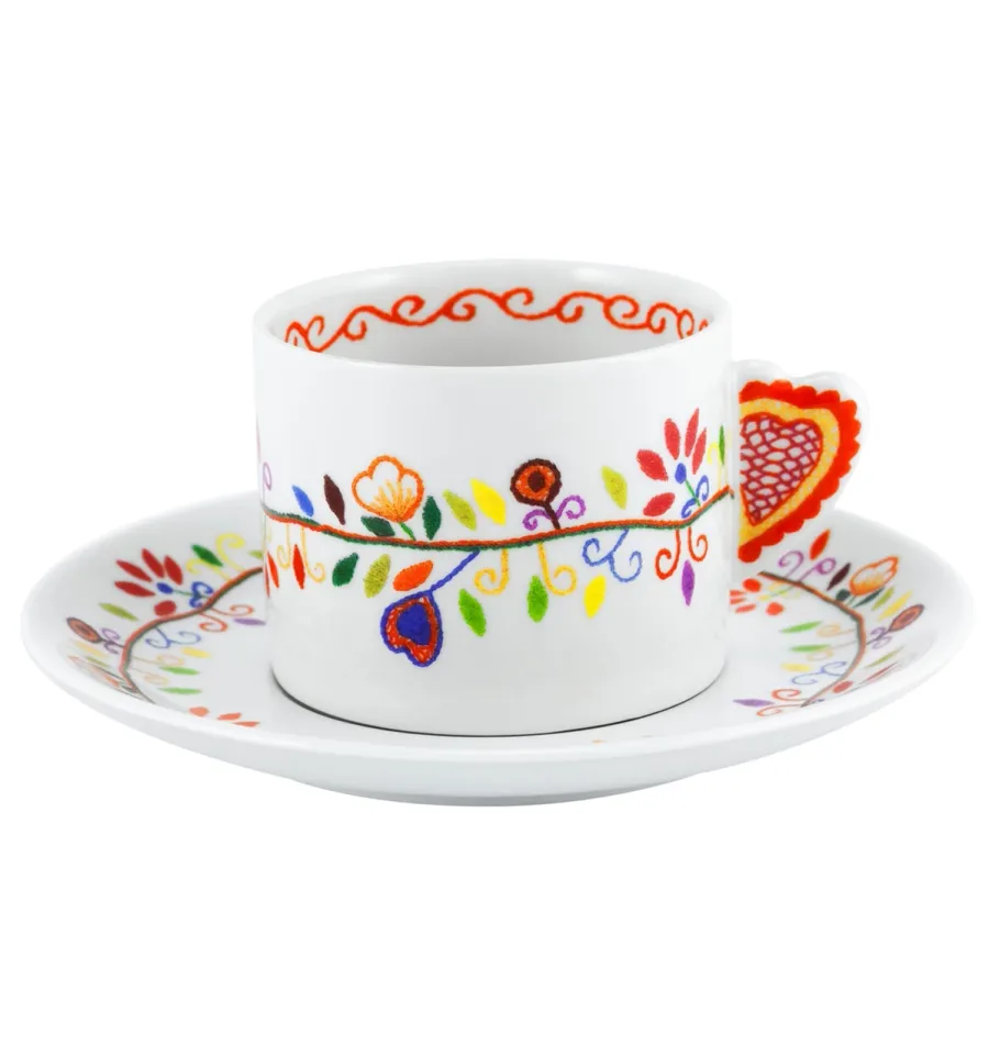obrazek 1 Porcelanowa filiżanka do herbaty ze spodkiem Vila Verde z motywem kwiatowym nawiązującym do Walentynek - Vista Alegre