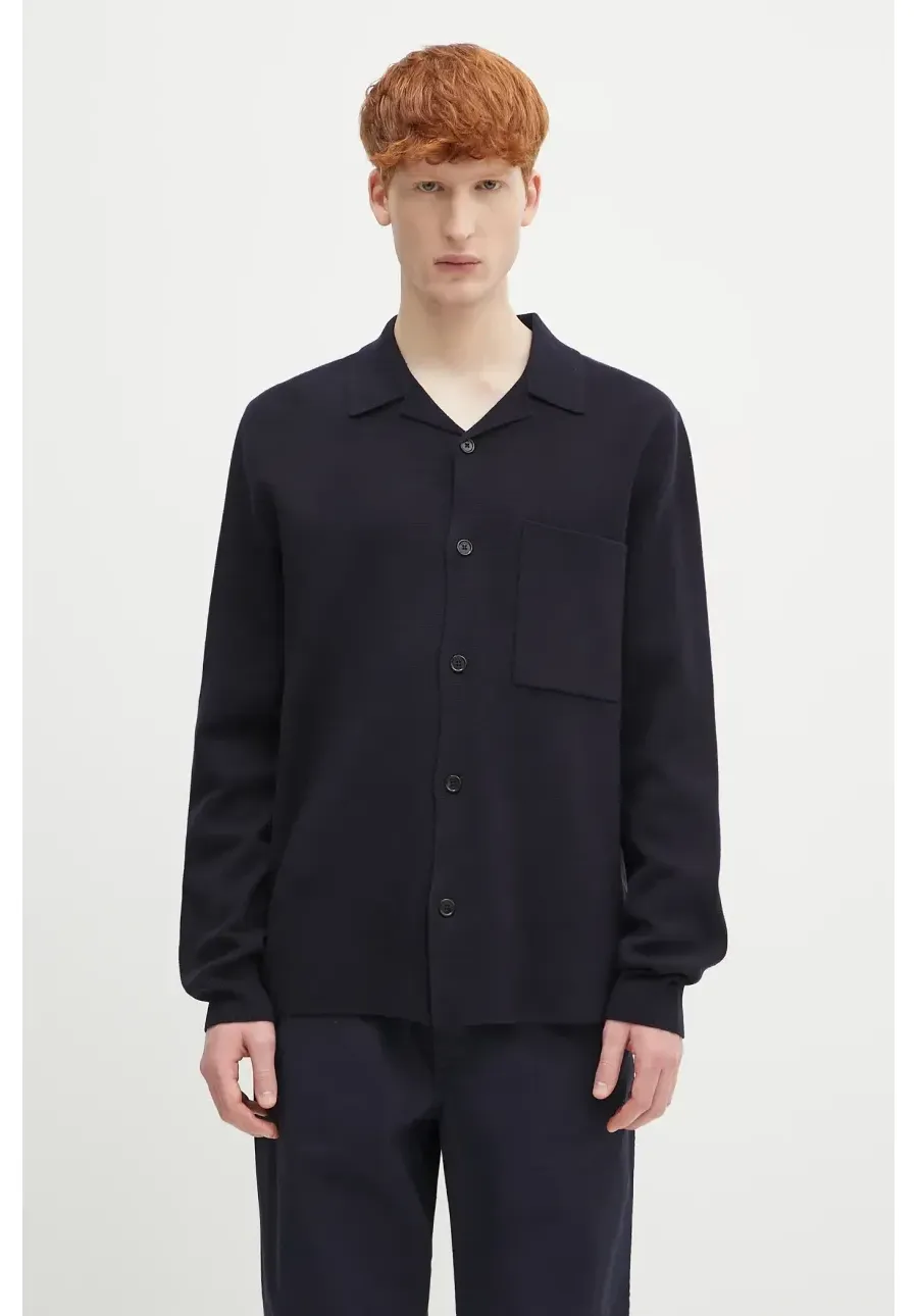 obrazek 1 Norse Projects kardigan wełniany Nicolai Merino Cotton Milano Jacket męski kolor granatowy N45.0619.7004