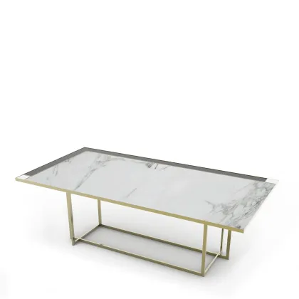 Zdjęcie Elegancki, prostokątny stół jadalniany z mosiężną konstrukcją H.75xL.220xP.110 cm
