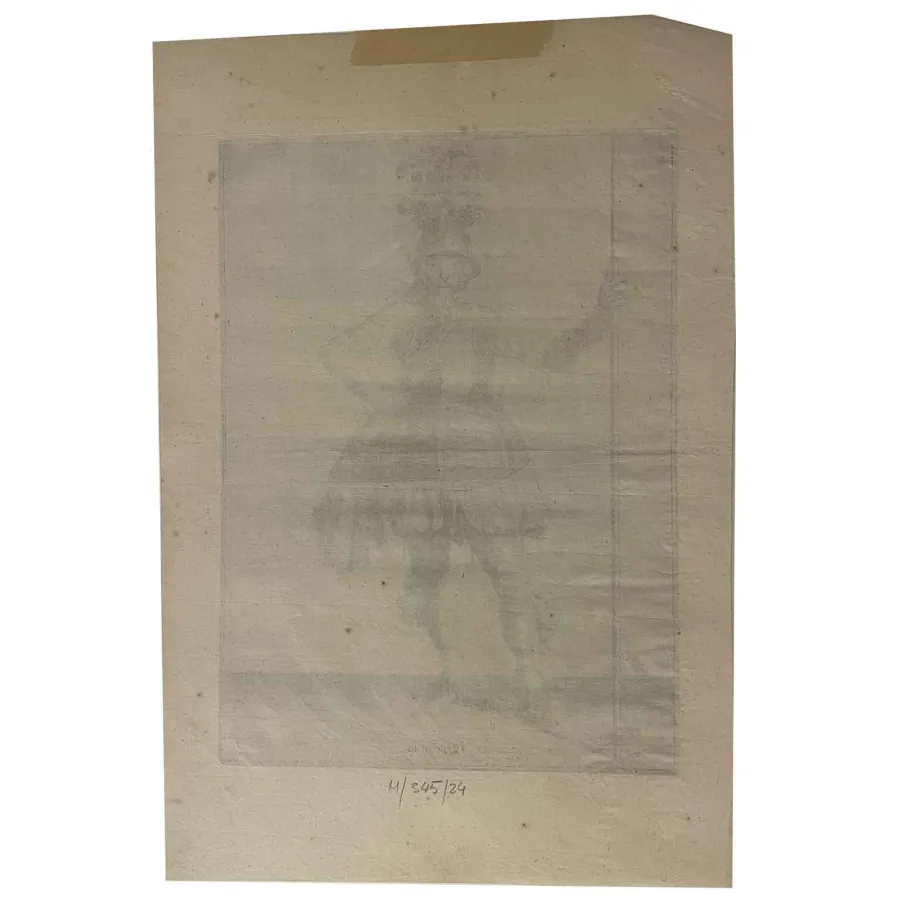 obrazek 5 Antyczny wydruk Człowiek w zbroi z halabardą z XVII wieku