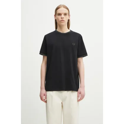 Zdjęcie Fred Perry t-shirt bawełniany męski kolor czarny gładki M1588.Y43