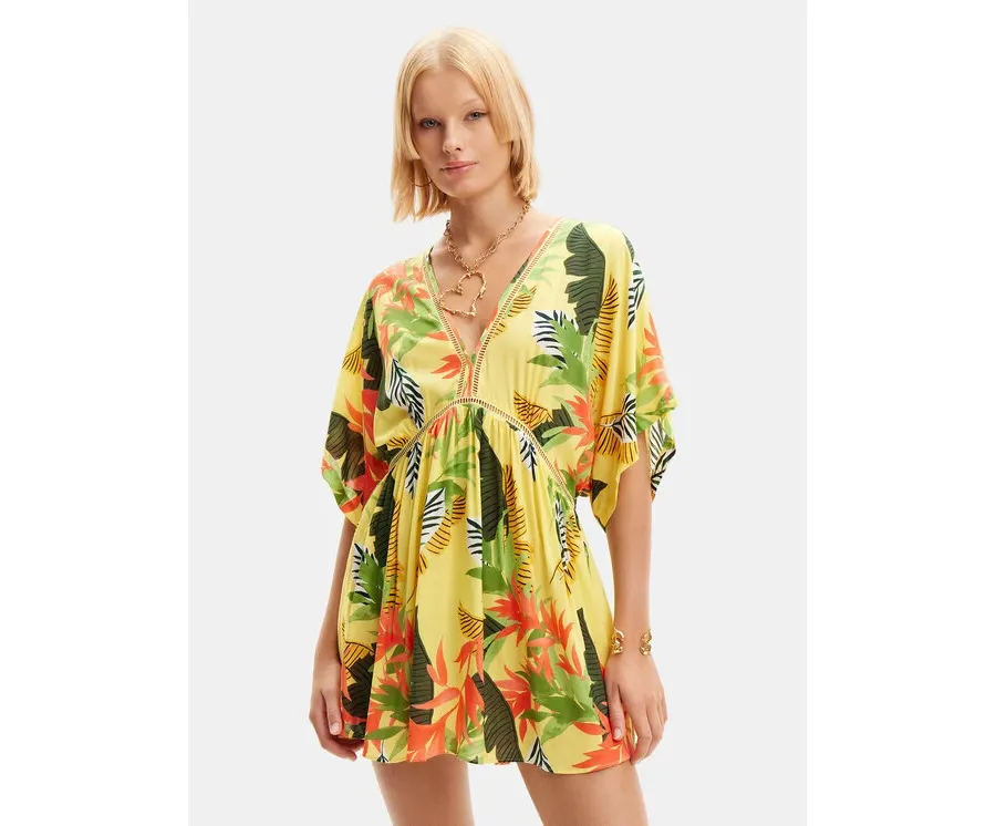 obrazek 1 Desigual Sukienka plażowa Tropical Party 24SWMW23 Kolorowy Loose Fit