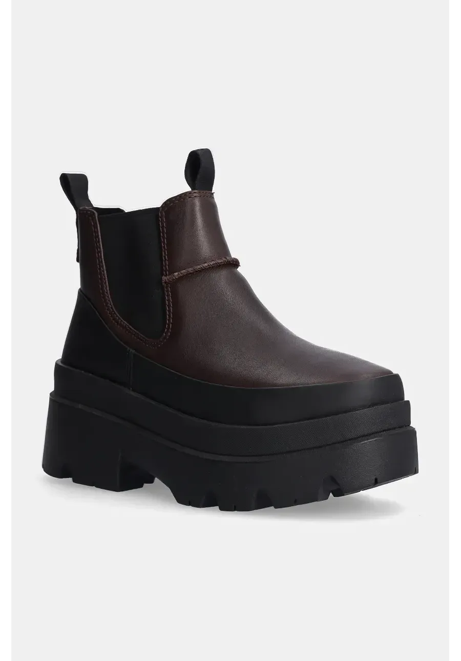 obrazek 1 UGG sztyblety skórzane Brisbane Chelsea damskie kolor brązowy na platformie 1167932-BCDR