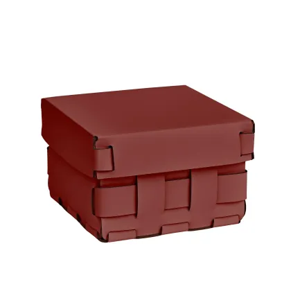 Zdjęcie Skórzany bordowy pleciony kosz Bottega 19x19xH13 cm