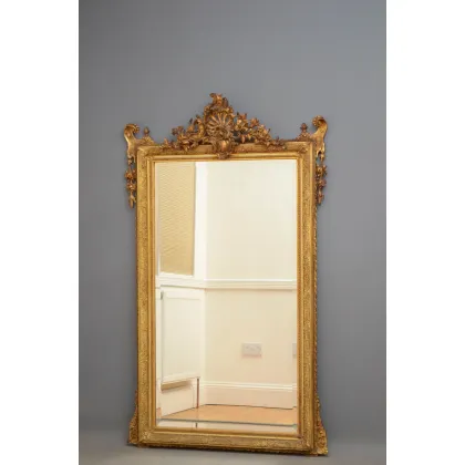 Zdjęcie Lustro ścienne z przełomu wieków w pięknie zdobionej ramie - antyk