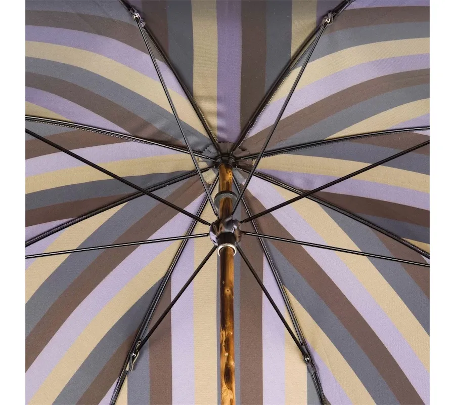 obrazek 6 Stylowy parasol męski w wielokolorowe paski z piękną rączką - Pasotti