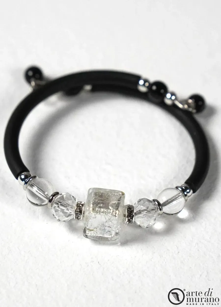 obrazek 1 Stylowa włoska bransoletka z białymi koralikami ze szkła Murano