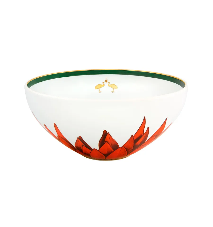obrazek 1 Miska na sałatki z porcelany z kolekcji Amazōnia z czerwonym roślinnym motywem ozdobnym - Vista Alegre
