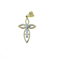 Picture Elegant double plate cross with Christ, dimensions 20x15mm.