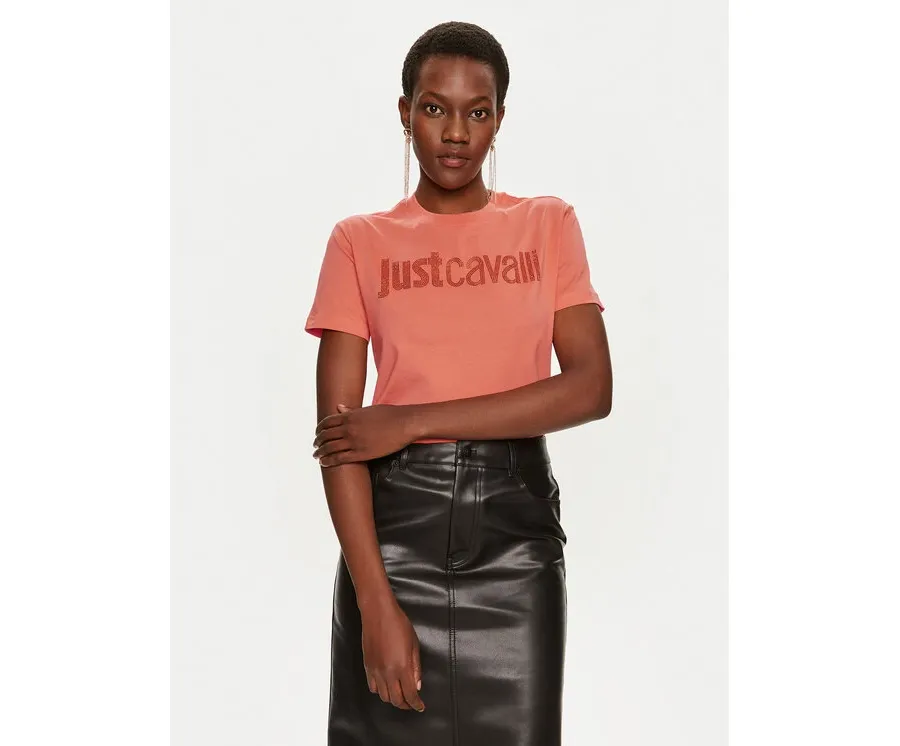 obrazek 1 Just Cavalli T-Shirt 76PAHE03 Różowy Regular Fit