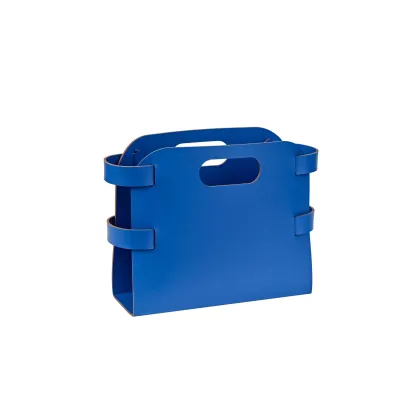 Zdjęcie Gazetnik 16x36xH25 cm z naturalnej skóry w kolorze błękitu Majorelle