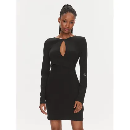Zdjęcie Calvin Klein Jeans Sukienka koktajlowa Front Split Wrap Ls Dress J20J222516 Czarny Slim Fit