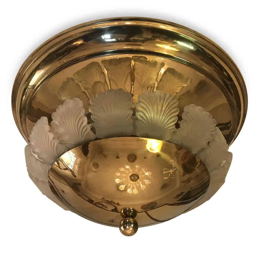 obrazek 3 Vintage 8-punktowa lampa sufitowa z mosiężnej płyty