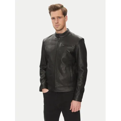 Zdjęcie Serge Pariente Kurtka skórzana Retro Czarny Slim Fit