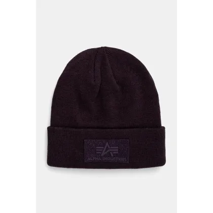 Zdjęcie Alpha Industries czapka kolor fioletowy z grubej dzianiny