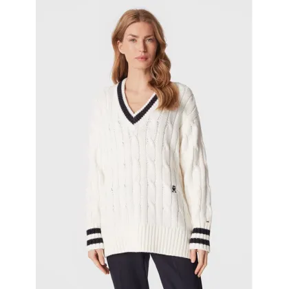 Zdjęcie Tommy Hilfiger Sweter Varsity WW0WW38268 Biały Relaxed Fit