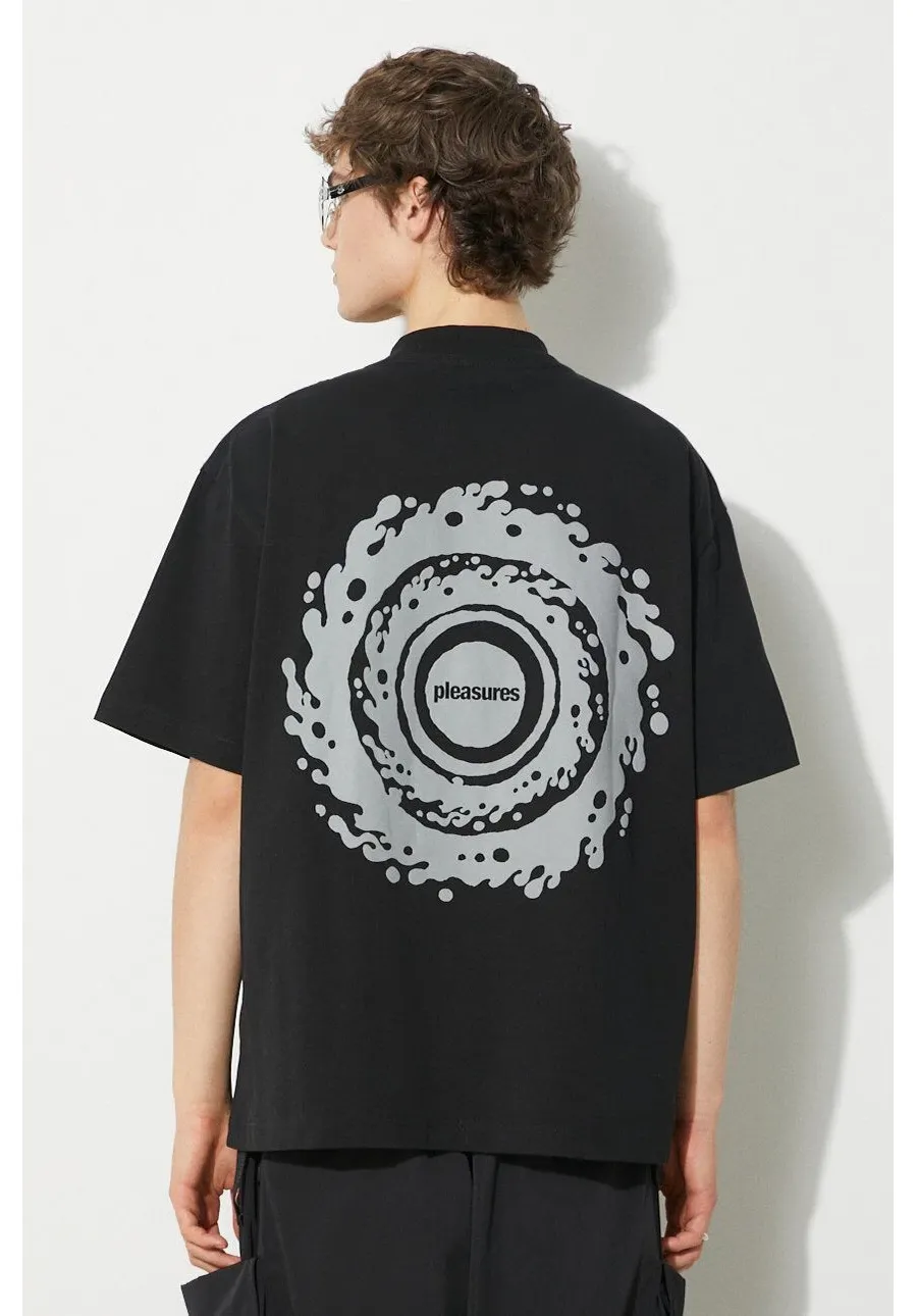 obrazek 1 PLEASURES t-shirt bawełniany Twirl Henley męski kolor czarny z nadrukiem P24SP022.BLACK