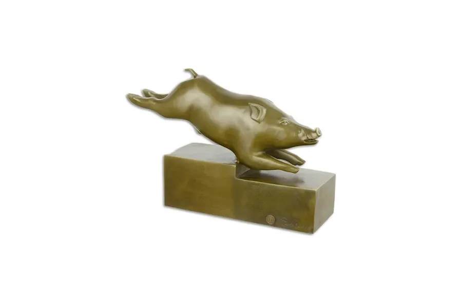 obrazek 1 Elegancka rzeźba dzika w stylu Art deco z brązu