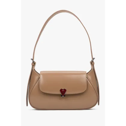 Zdjęcie Estro: Mała beżowa torebka damska na ramię ze skóry naturalnej