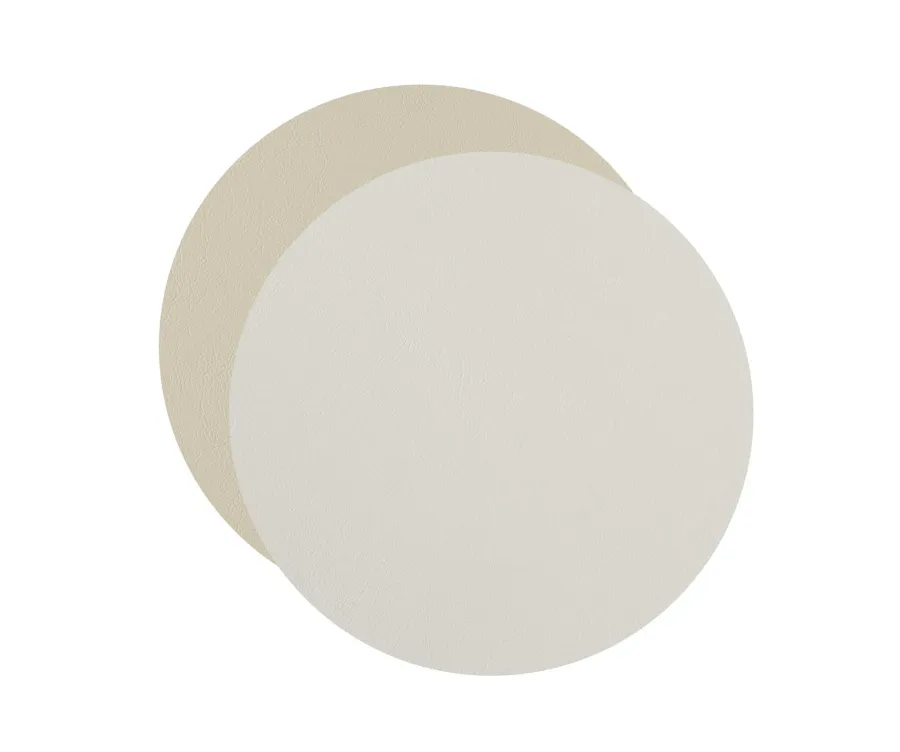obrazek 1 Duża podkładka na stół Ø40 cm z naturalnej skóry w kolorze białym i kremowym