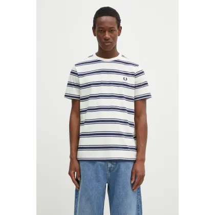 Zdjęcie Fred Perry t-shirt bawełniany męski kolor beżowy wzorzysty M9851.560