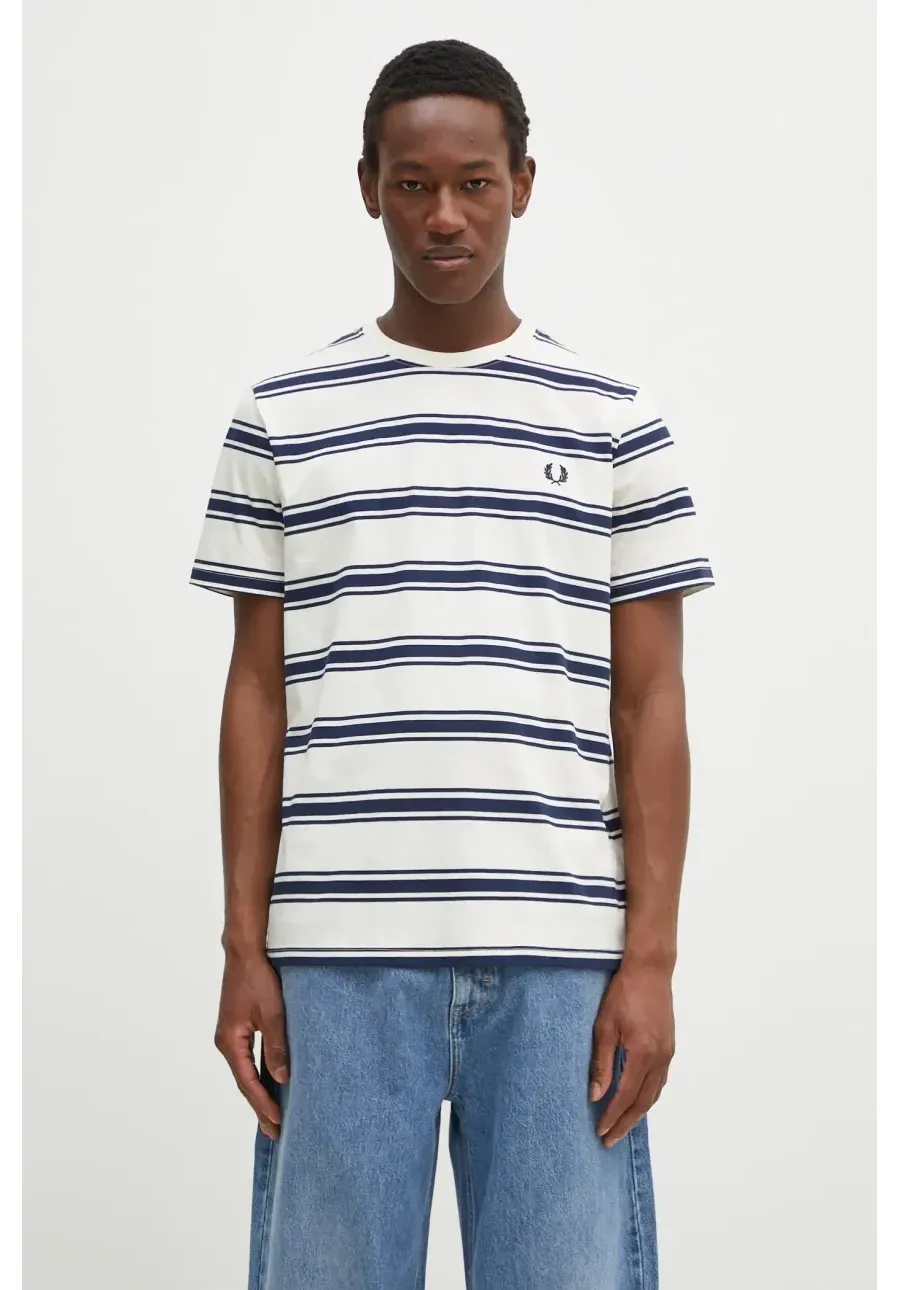obrazek 1 Fred Perry t-shirt bawełniany męski kolor beżowy wzorzysty M9851.560