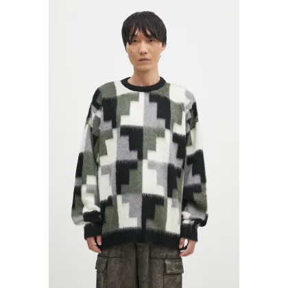 Zdjęcie Marcelo Burlon sweter z domieszką moheru AOP Damier Cross Knit Crew kolor szary CMHE036F24KNI001066E
