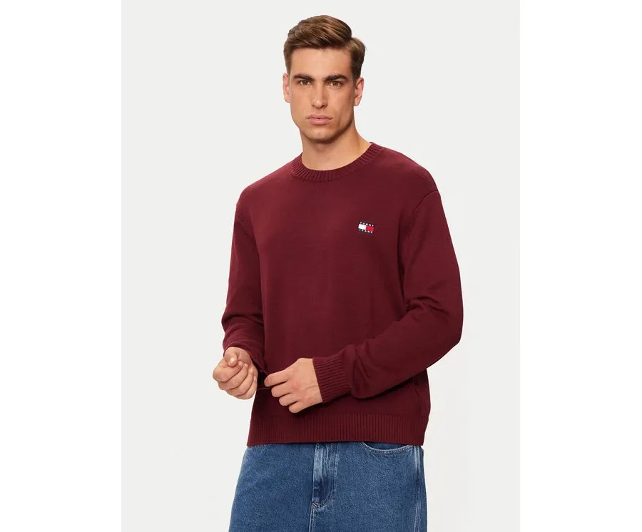 obrazek 1 Tommy Jeans Sweter Badge DM0DM20706 Bordowy Regular Fit