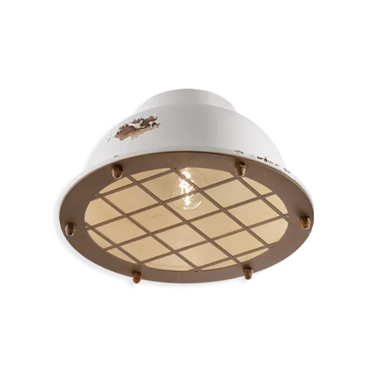 Picture Wyjątkowa włoska lampa sufitowa-plafoniera Industrial w stylu retro
