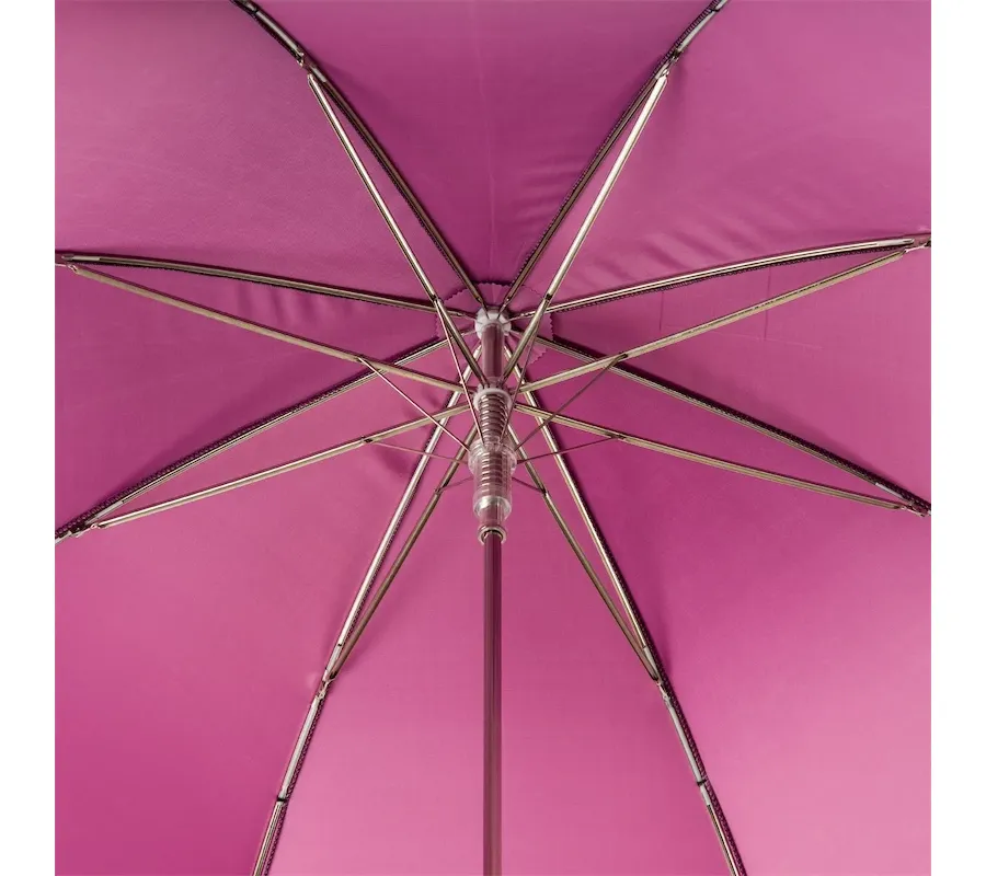 obrazek 7 Piękny różowy parasol damski z rączką zdobioną czaszką wysadzaną kryształkami Swarovskiego - Pasotti
