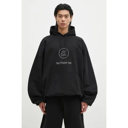 Zdjęcie VETEMENTS bluza No Posts Cropped Boxy kolor czarny z kapturem z nadrukiem UA66HD660B