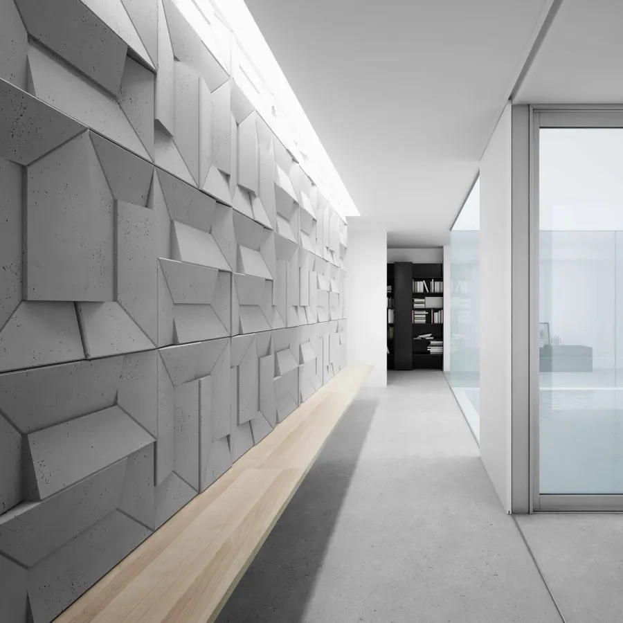 obrazek 1 60x60 cm VT - PB26 (BS śnieżno biały) Ori - panel dekor 3D beton architektoniczny B