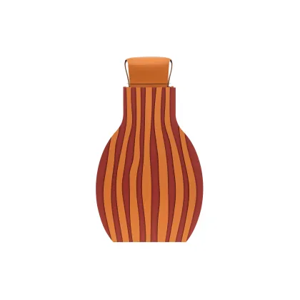 Zdjęcie Wyjątkowy wazon Otto 9x24xH44 cm ze skóry w kolorze koniakowym i bordowym w pionowe pasy
